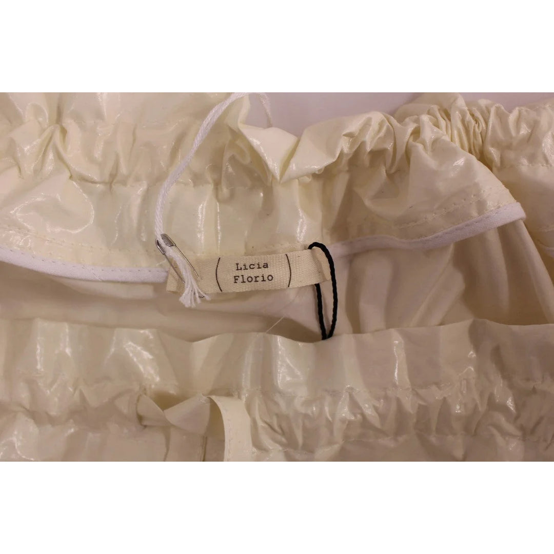 Licia Florio White Above-Knee Stretch Waist Strap Skirt