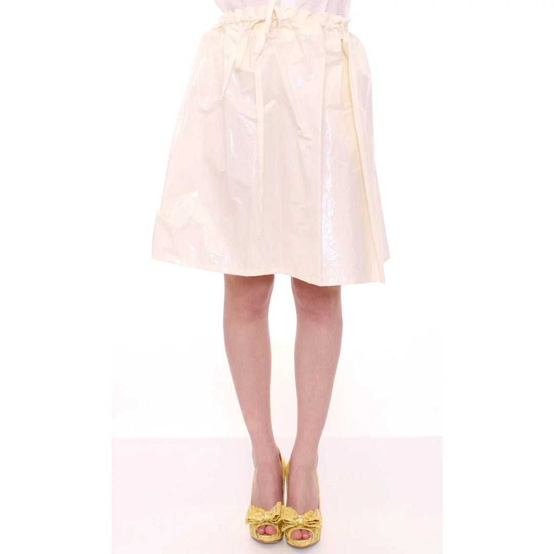 Licia Florio White Above-Knee Stretch Waist Strap Skirt