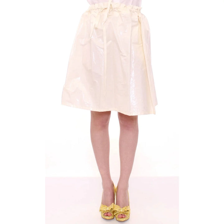 Licia Florio White Above-Knee Stretch Waist Strap Skirt