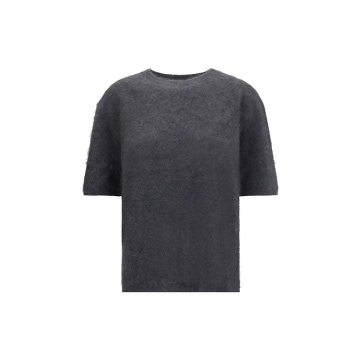 Lisa Yang Grey Cashmere Short Sleeve Sweater