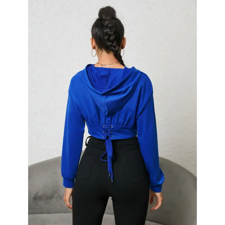 Cozy Effortless Style in Long Sleeve Drawstring Hoodie Clothing Tops Trendsi