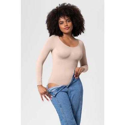 Elevate Your Style with Our Long Sleeve Shaping Bodysuit Clothing Tops Trendsi