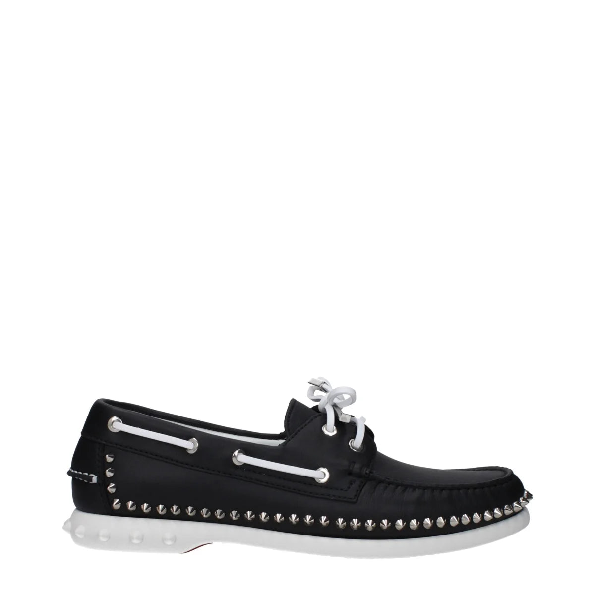 Louboutin Black Studded Leather Loafers for Bold Clothing Style Christian
