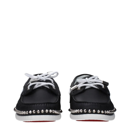 Louboutin Black Studded Leather Loafers for Bold Clothing Style Christian