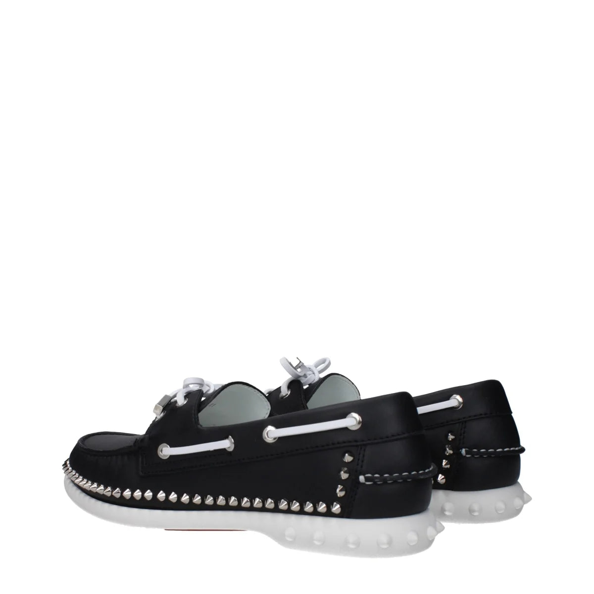 Louboutin Black Studded Leather Loafers for Bold Clothing Style Christian