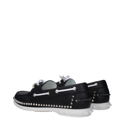Louboutin Black Studded Leather Loafers for Bold Clothing Style Christian