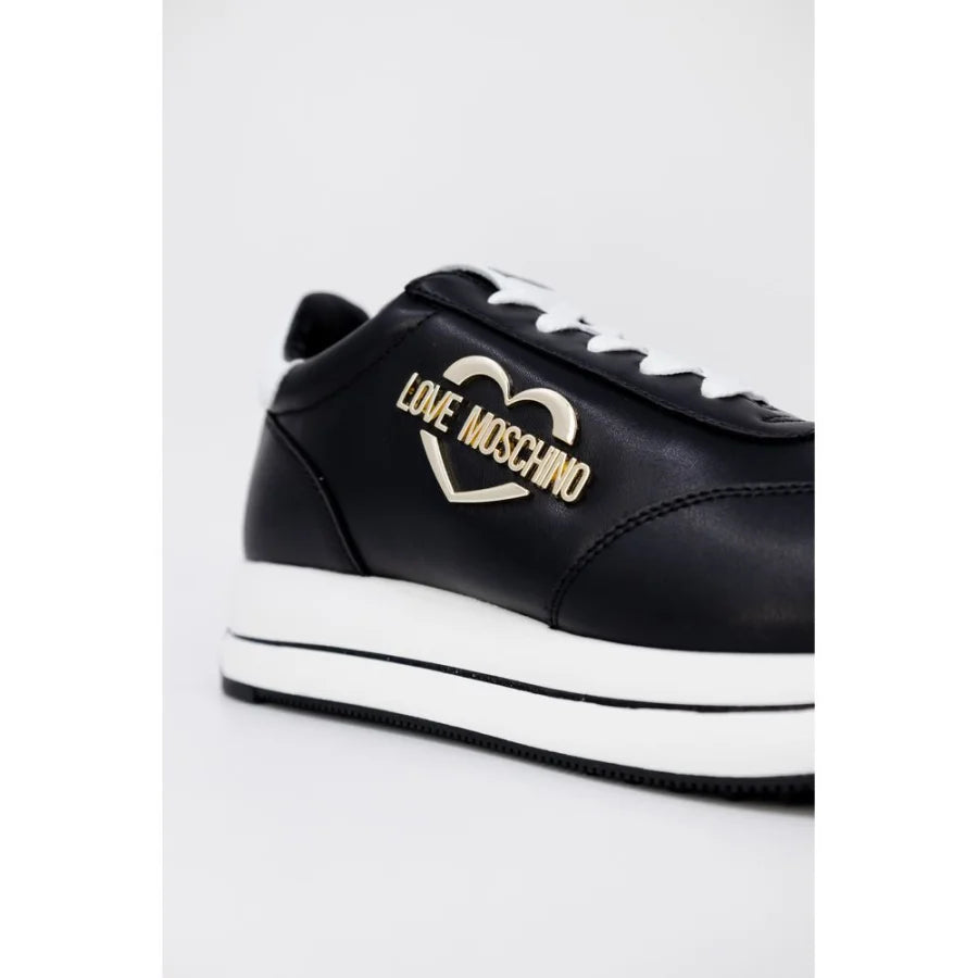 Love Moschino Black Leather Low Top Sneakers