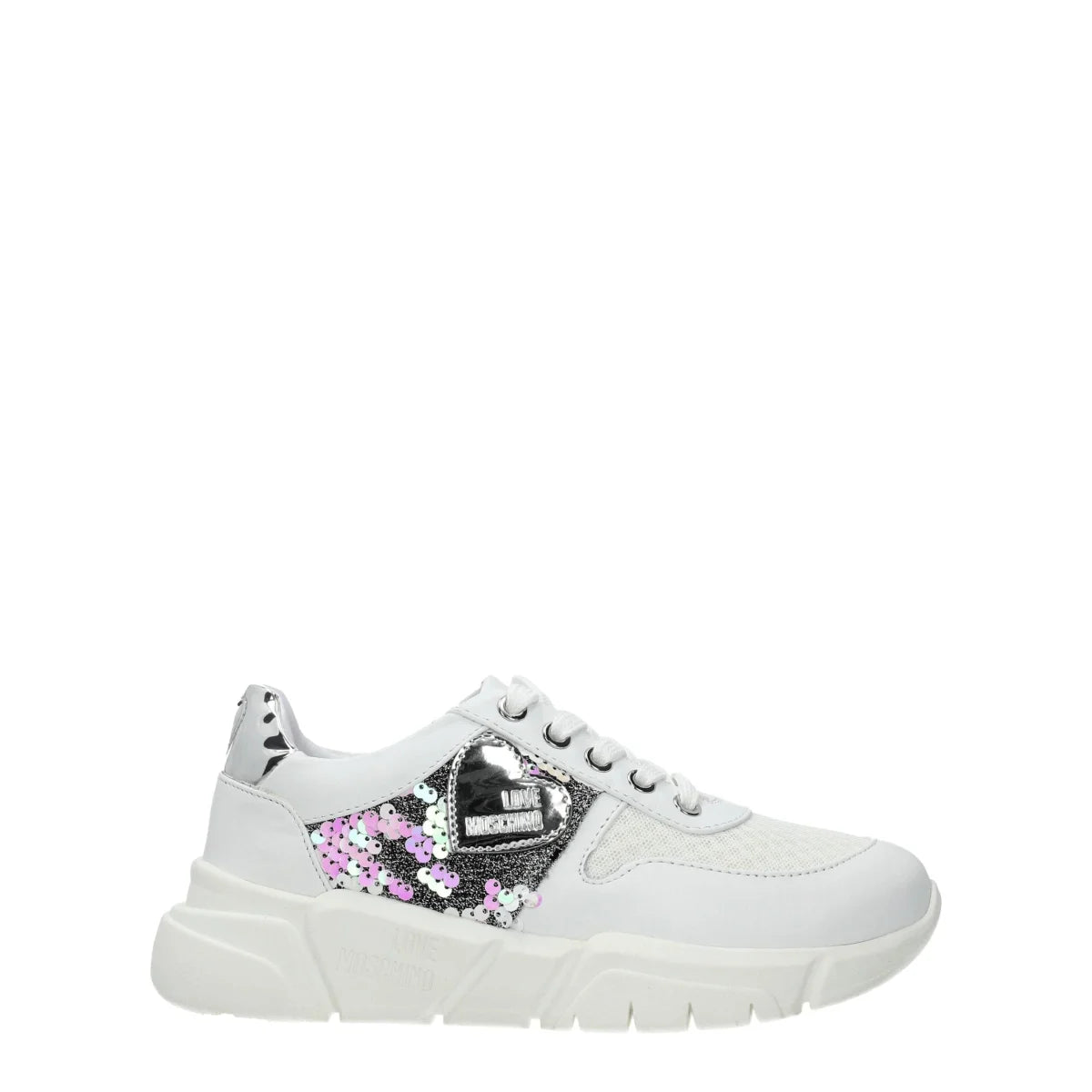Love Moschino JA15453G1AIM390A White Sneakers with Side Logo Detail