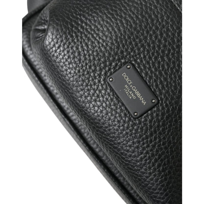 Luxe Black Calf Leather Palermo Backpack by Dolce & Gabbana