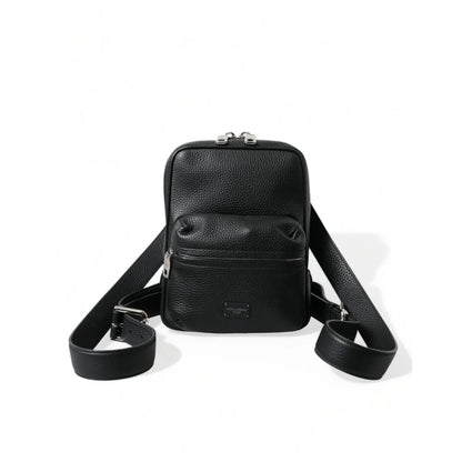 Luxe Black Calf Leather Palermo Backpack by Dolce & Gabbana
