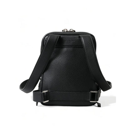 Luxe Black Calf Leather Palermo Backpack by Dolce & Gabbana