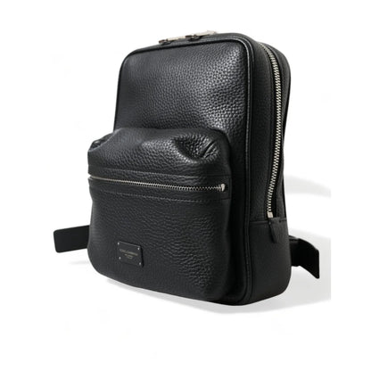 Luxe Black Calf Leather Palermo Backpack by Dolce & Gabbana