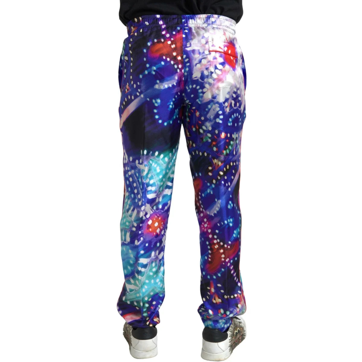 Luxe Dolce Gabbana Silk Joggers in Vibrant Print &