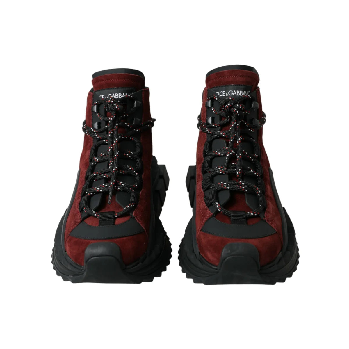 Luxurious Dolce Gabbana Burgundy Leather High Top Sneakers &