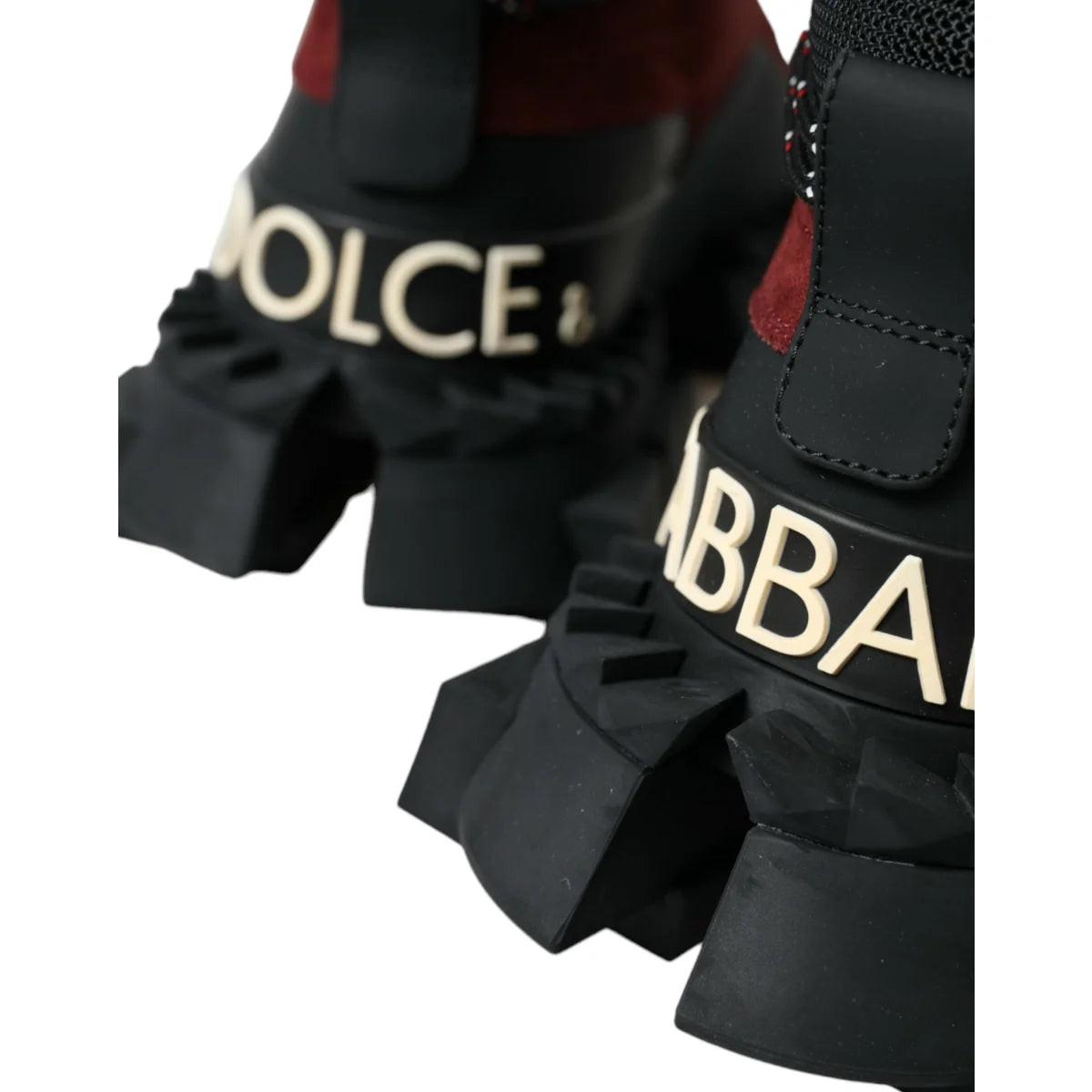 Luxurious Dolce Gabbana Burgundy Leather High Top Sneakers &