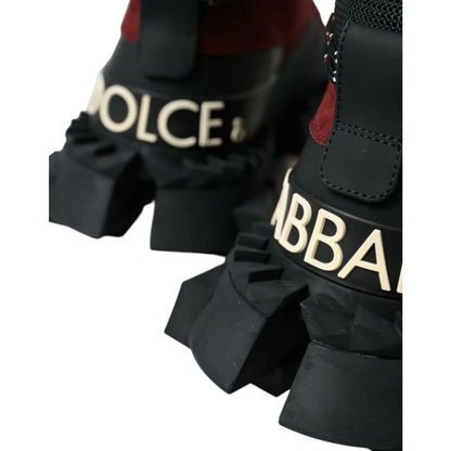 Luxurious Dolce Gabbana Burgundy Leather High Top Sneakers &