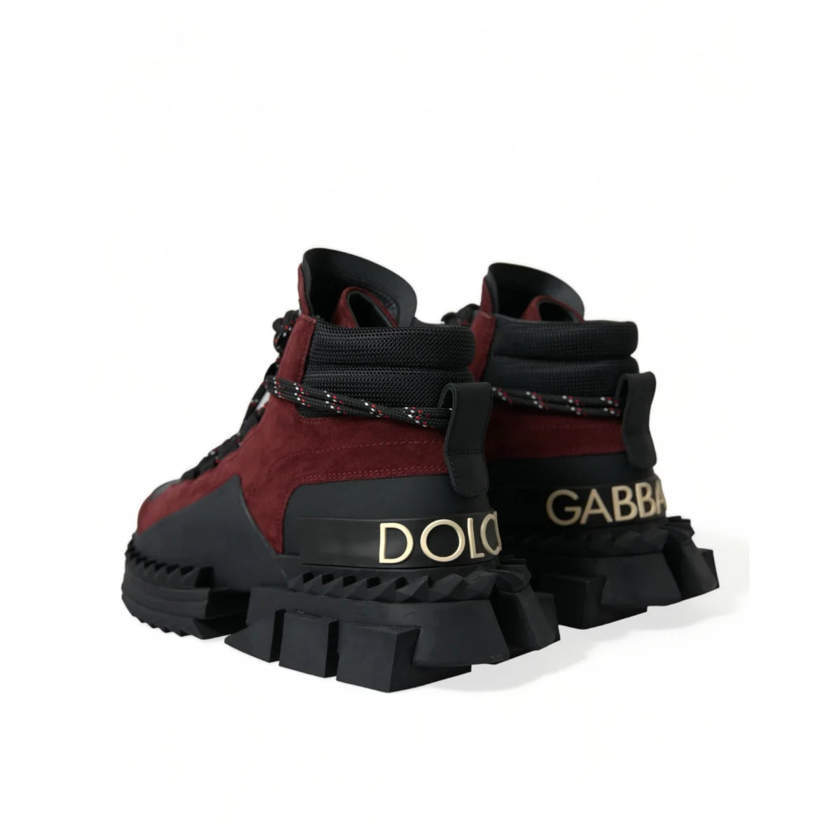 Luxurious Dolce Gabbana Burgundy Leather High Top Sneakers &
