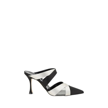 Manolo Blahnik Oyounak Satin Pumps with Braided Band and Mesh Detail