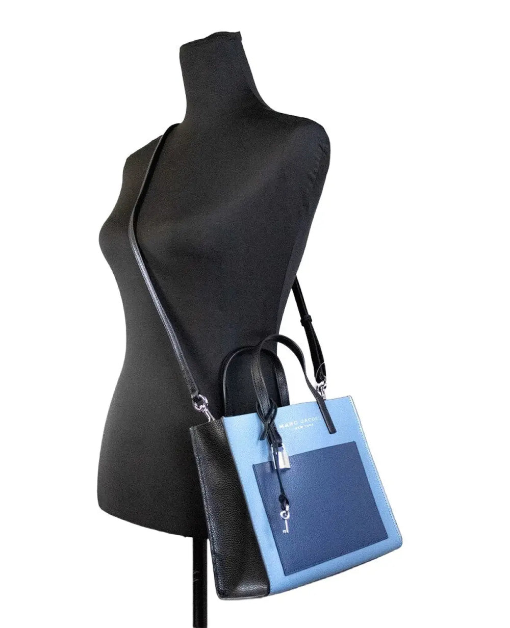 Marc Jacobs - Grind Mini Blue Heaven Colorblock Leather Tote Crossbody Bag Purse