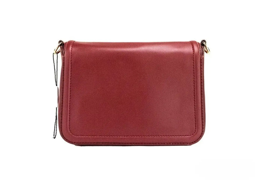 Marc Jacobs Medium Metal Signet Syrah Smooth Leather Flap Crossbody Purse Bag