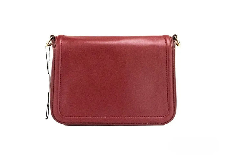Marc Jacobs Medium Metal Signet Syrah Smooth Leather Flap Crossbody Purse Bag