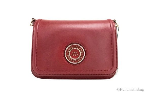 Marc Jacobs - Medium Metal Signet Syrah Smooth Leather Flap Crossbody Purse Bag
