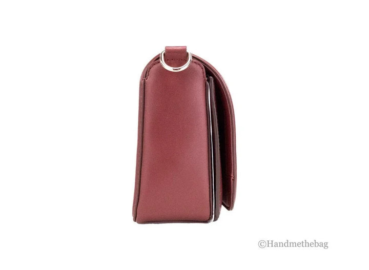 Marc Jacobs Medium Metal Signet Syrah Smooth Leather Flap Crossbody Purse Bag