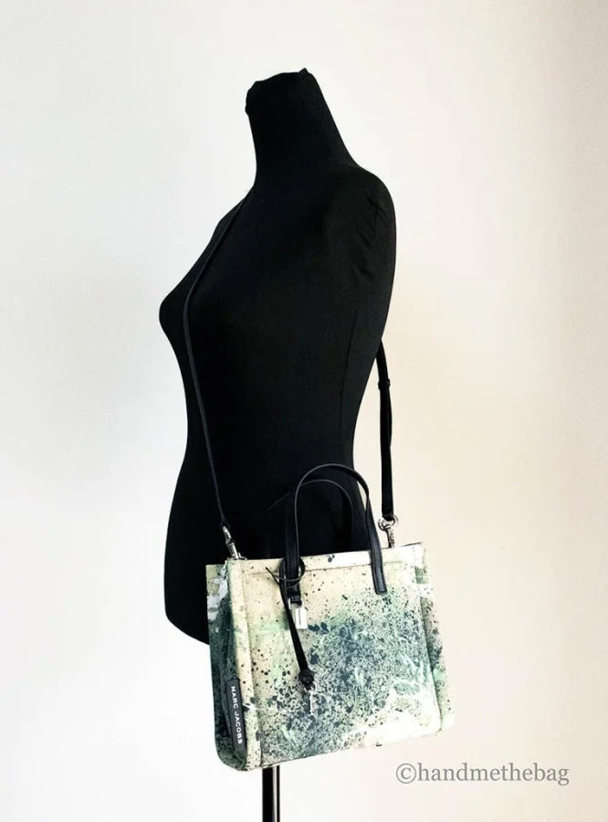 Marc Jacobs - Mini Green Multi Splatter Paint Print Nylon Crossbody Tote Handbag