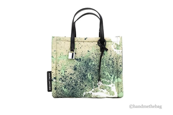 Marc Jacobs - Mini Green Multi Splatter Paint Print Nylon Crossbody Tote Handbag