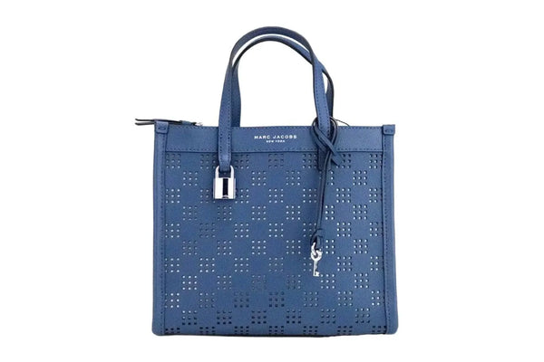 Marc Jacobs - Mini Grind Blue Sea Perforated Leather Crossbody Tote Bag Purse