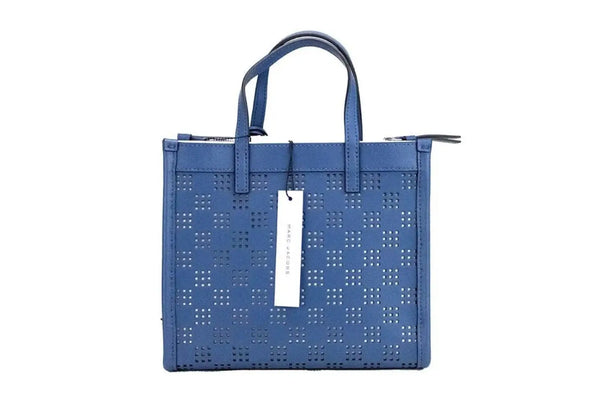 Marc Jacobs - Mini Grind Blue Sea Perforated Leather Crossbody Tote Bag Purse