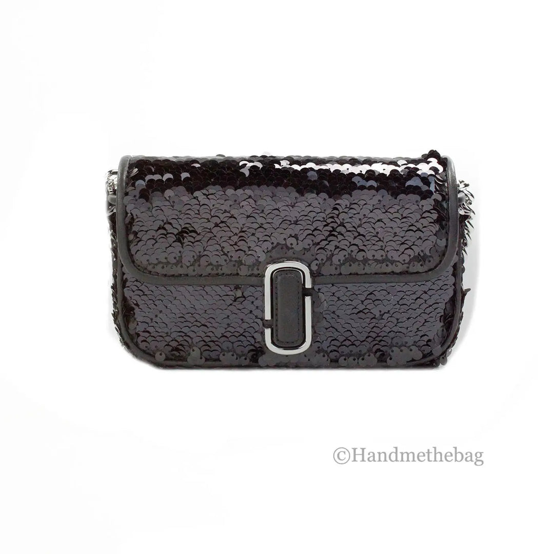 Marc Jacobs The Mini J Shoulder Bag Black Sequined Crossbody