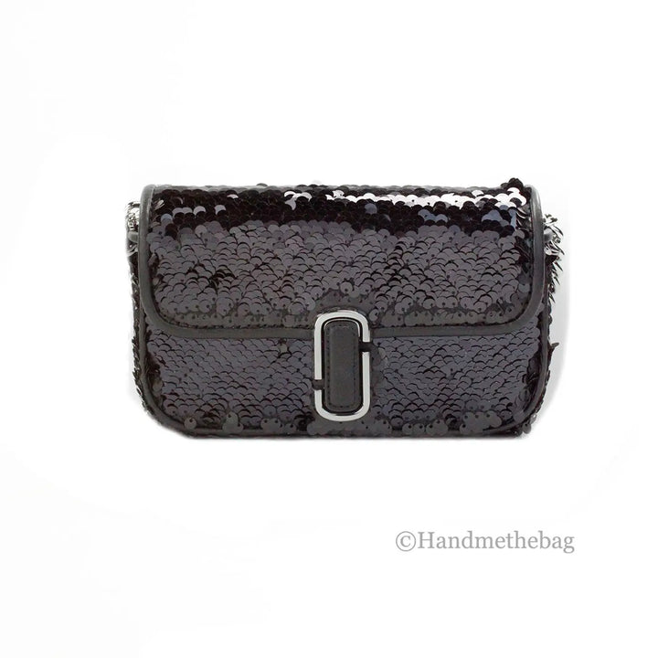 Marc Jacobs The Mini J Shoulder Bag Black Sequined Crossbody