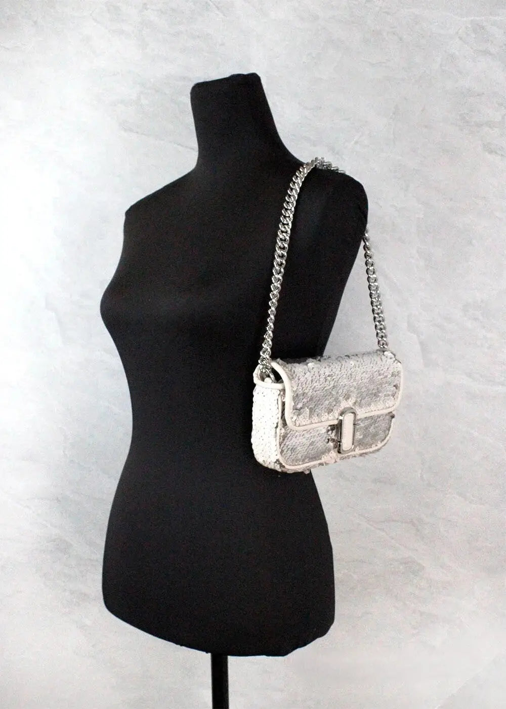 Marc Jacobs the Mini j Shoulder Bag Cream Sequined Crossbody