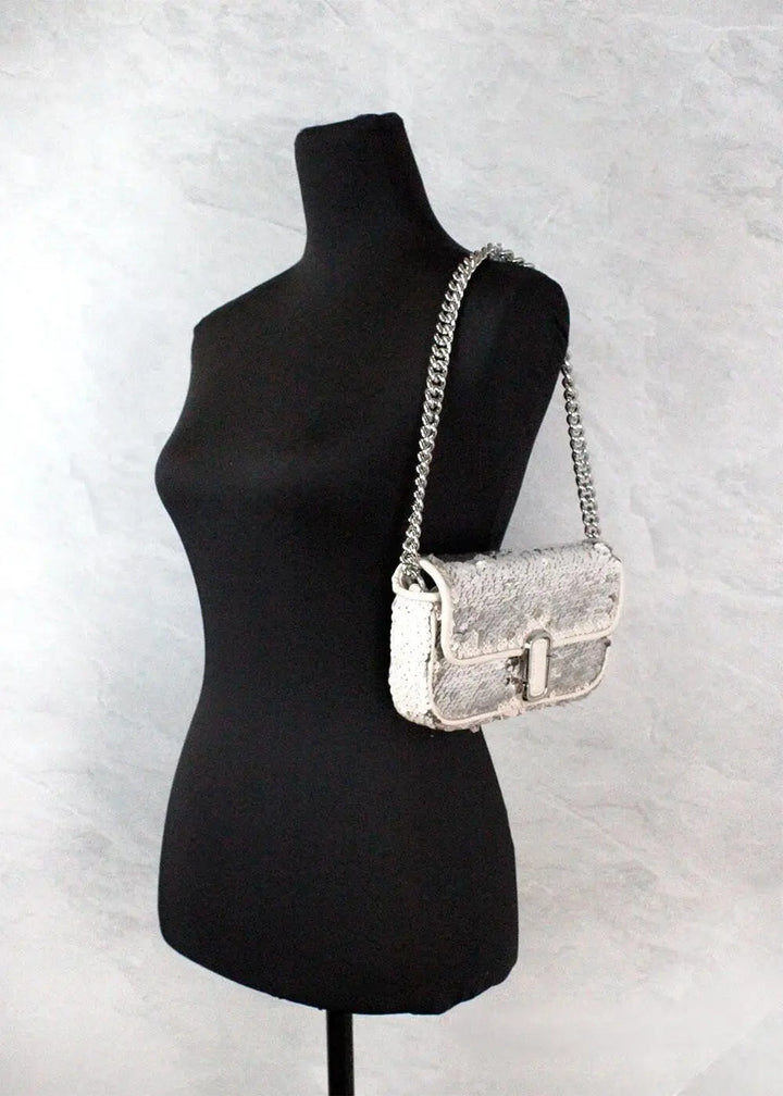 Marc Jacobs the Mini j Shoulder Bag Cream Sequined Crossbody