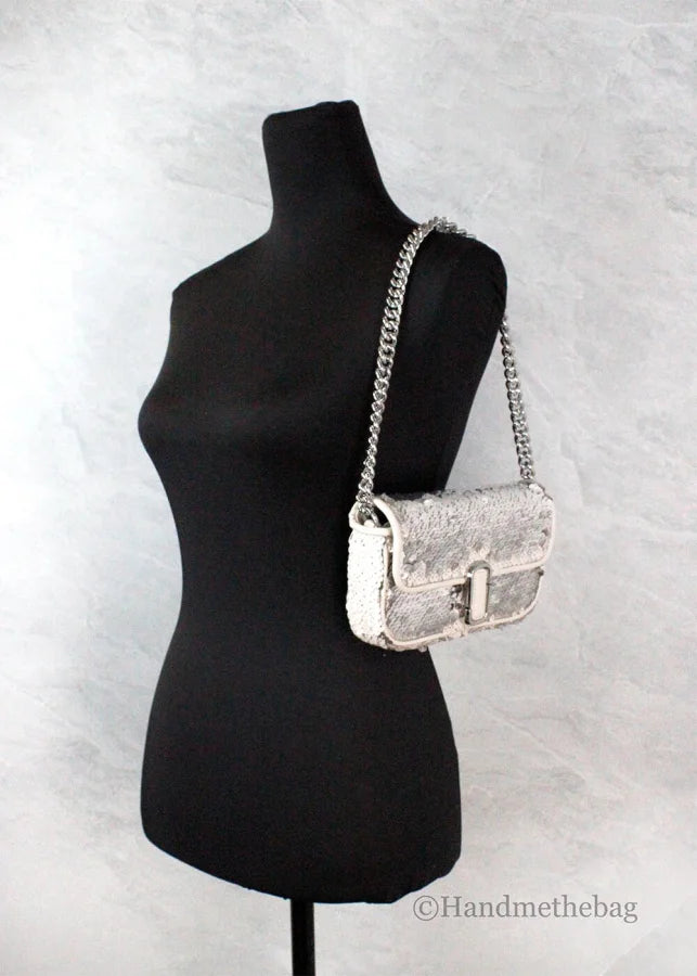 Marc Jacobs The Mini J Shoulder Bag Cream Sequined Crossbody