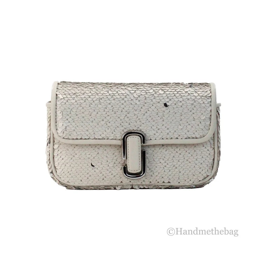 Marc Jacobs The Mini J Shoulder Bag Cream Sequined Crossbody