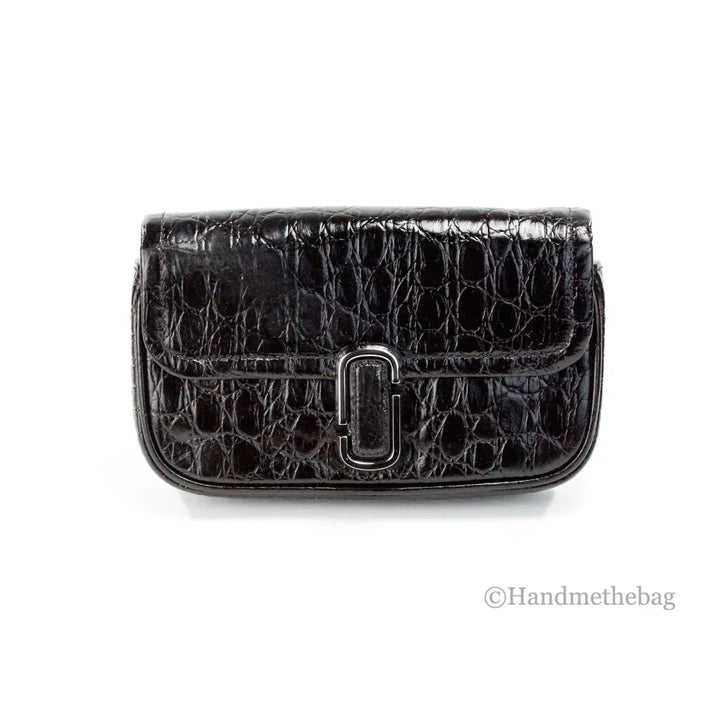 Marc Jacobs The Mini Shoulder Bag Black Embossed Leather Crossbody
