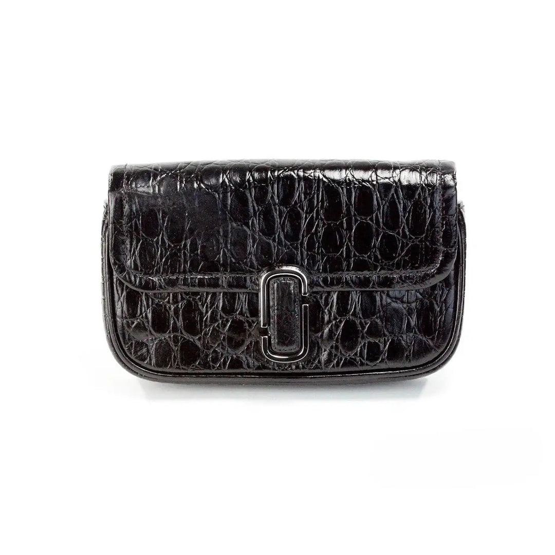 Marc Jacobs the Mini Shoulder Bag Black Embossed Leather Crossbody