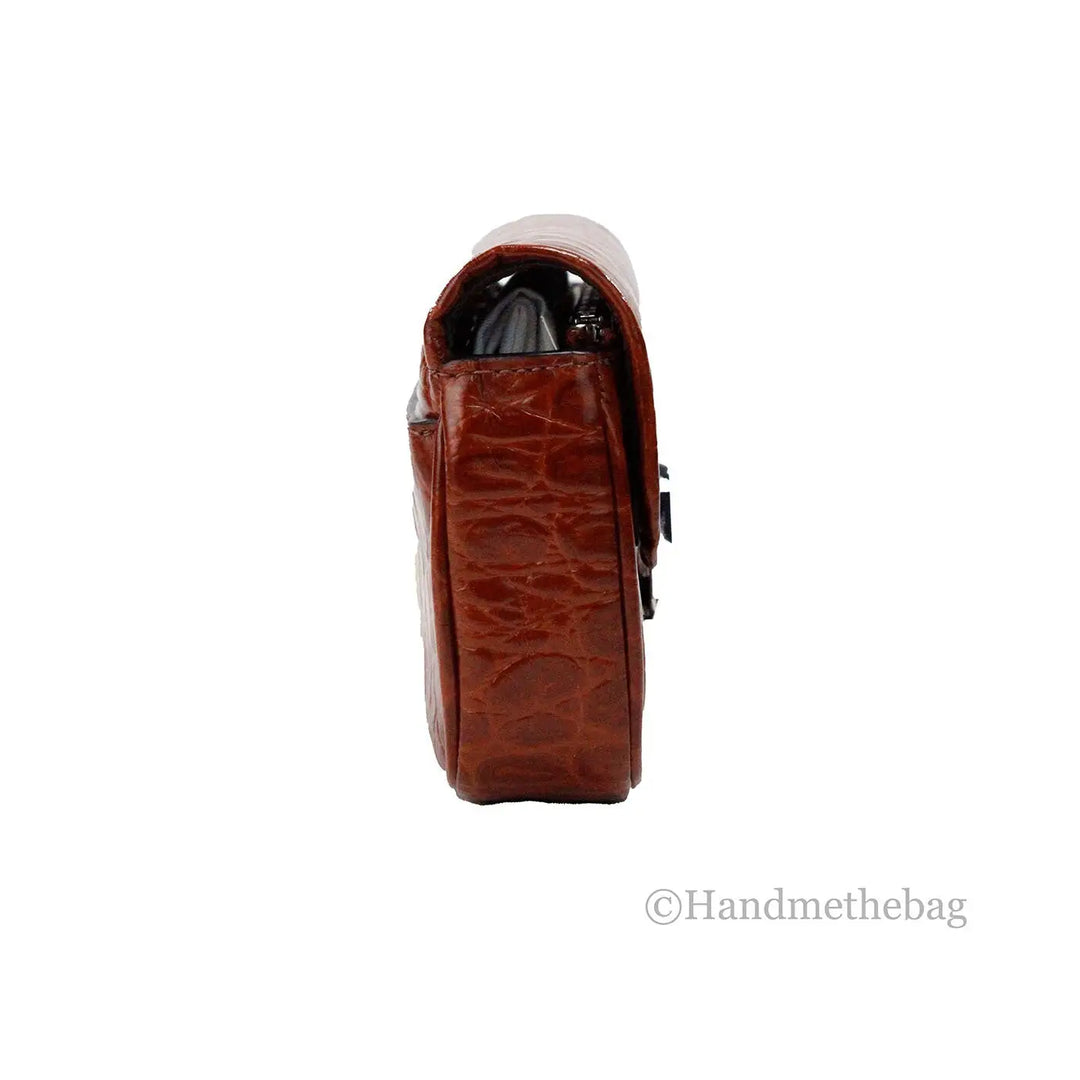 Marc Jacobs The Mini Shoulder Bag Spice Brown Embossed Leather Crossbody