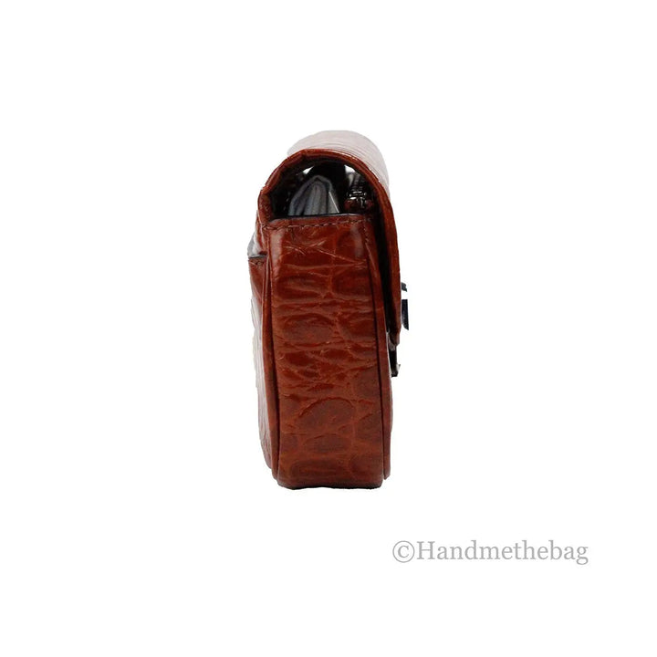 Marc Jacobs The Mini Shoulder Bag Spice Brown Embossed Leather Crossbody