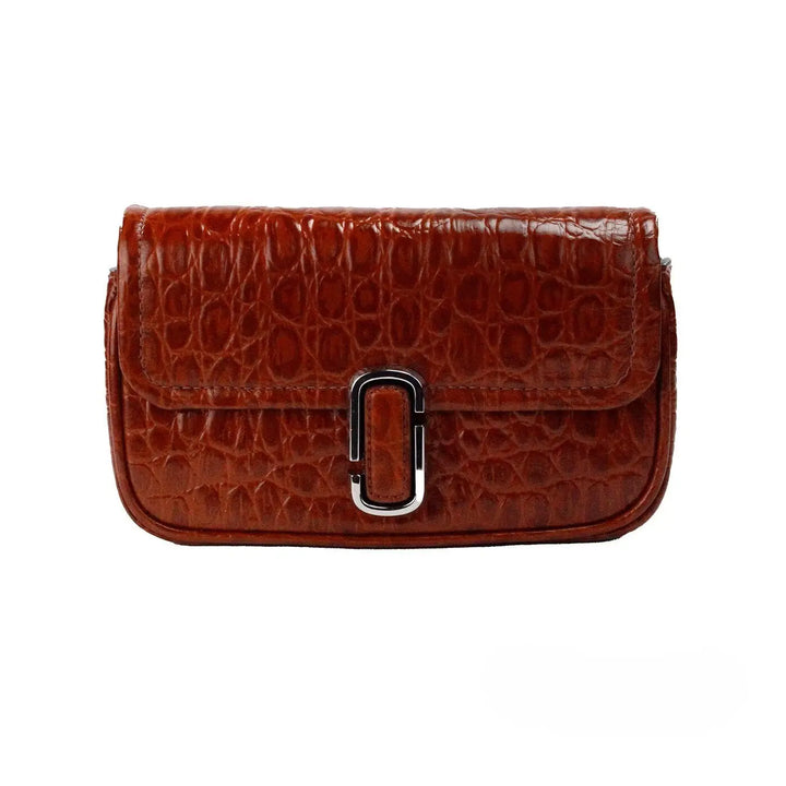 Marc Jacobs the Mini Shoulder Bag Spice Brown Embossed Leather Crossbody