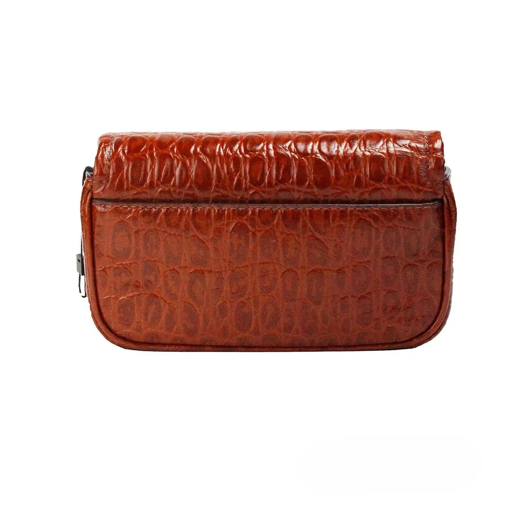 Marc Jacobs the Mini Shoulder Bag Spice Brown Embossed Leather Crossbody