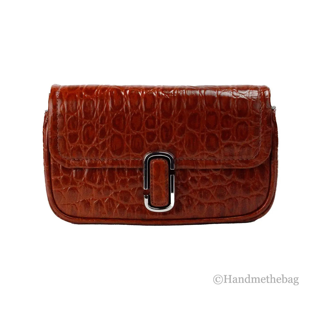 Marc Jacobs The Mini Shoulder Bag Spice Brown Embossed Leather Crossbody