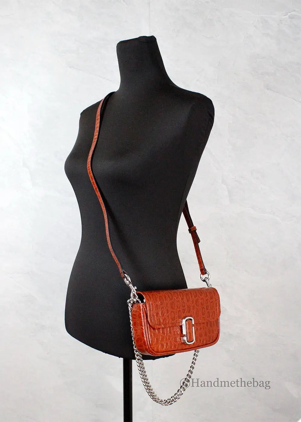 Marc Jacobs The Mini Shoulder Bag Spice Brown Embossed Leather Crossbody
