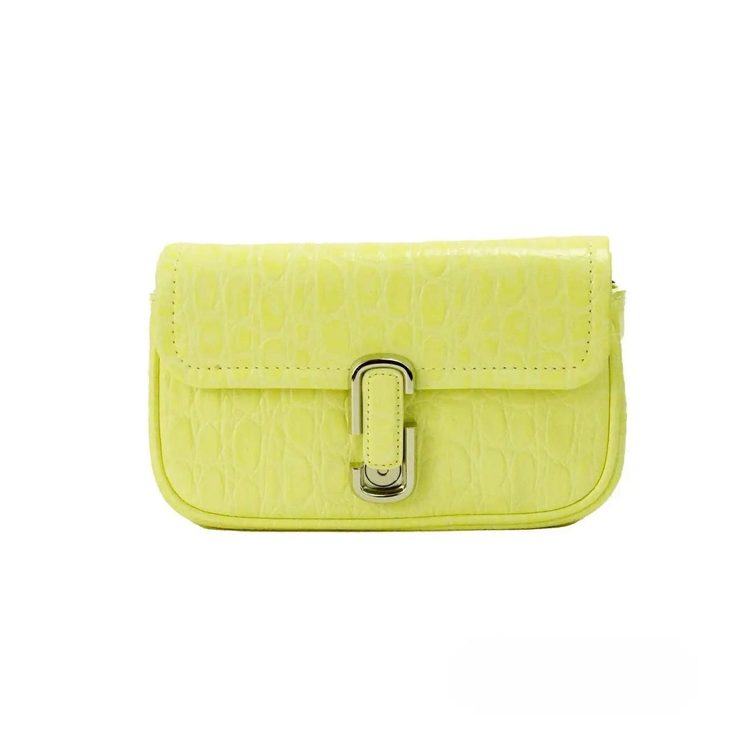 Marc Jacobs the Mini Shoulder Bag Yellow Embossed Leather Crossbody