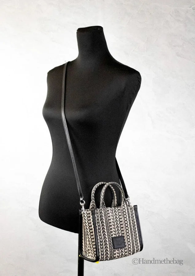 Marc Jacobs - The Monogram Beige Mini Tote Woven Jacquard Canvas Crossbody Handbag