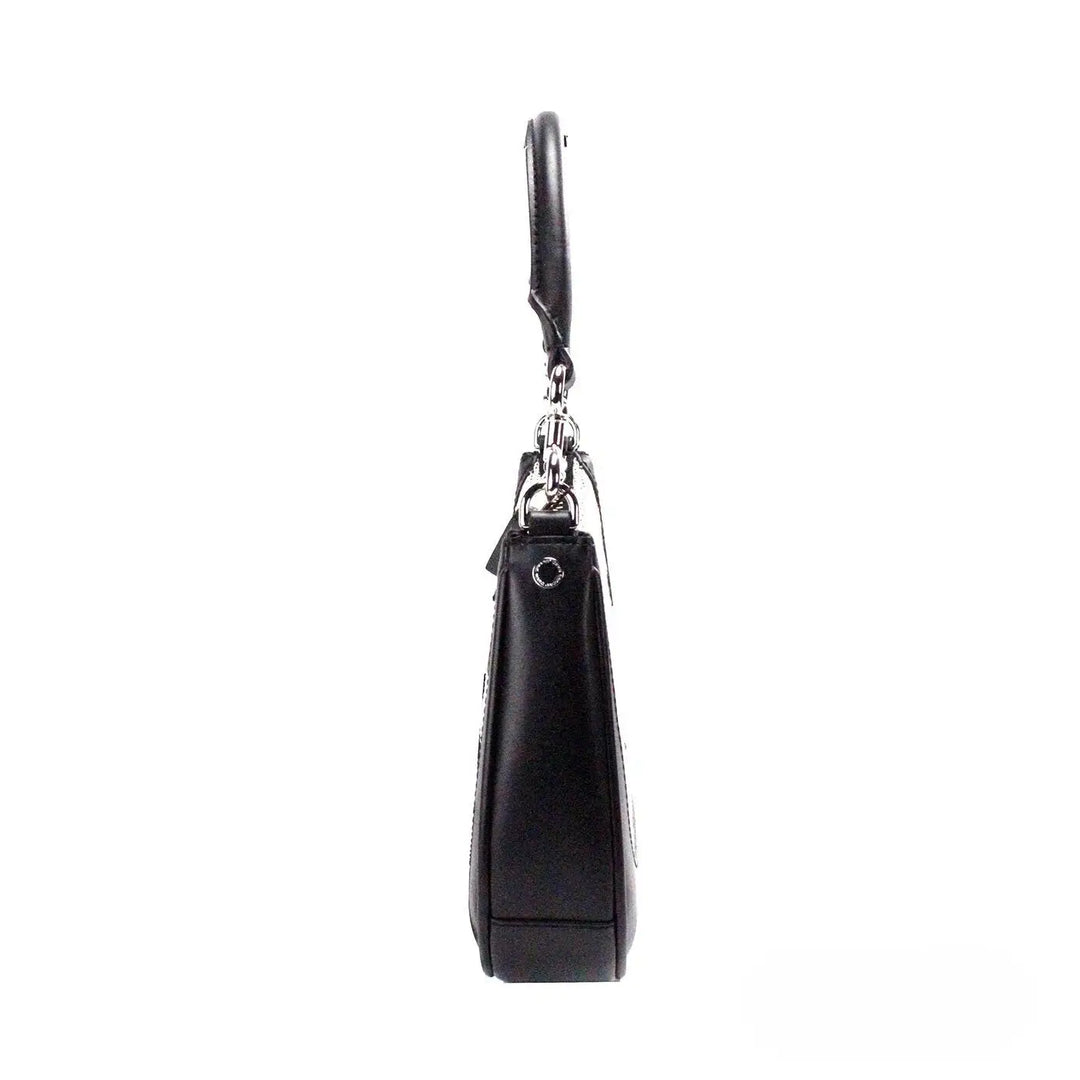 Marc Jacobs Natural Black Canvas Leather Hobo Shoulder Handbag Purse