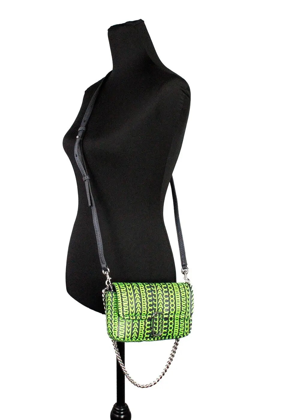 Marc Jacobs Neon Green The Monogram Leather J Mini Shoulder Bag Crossbody