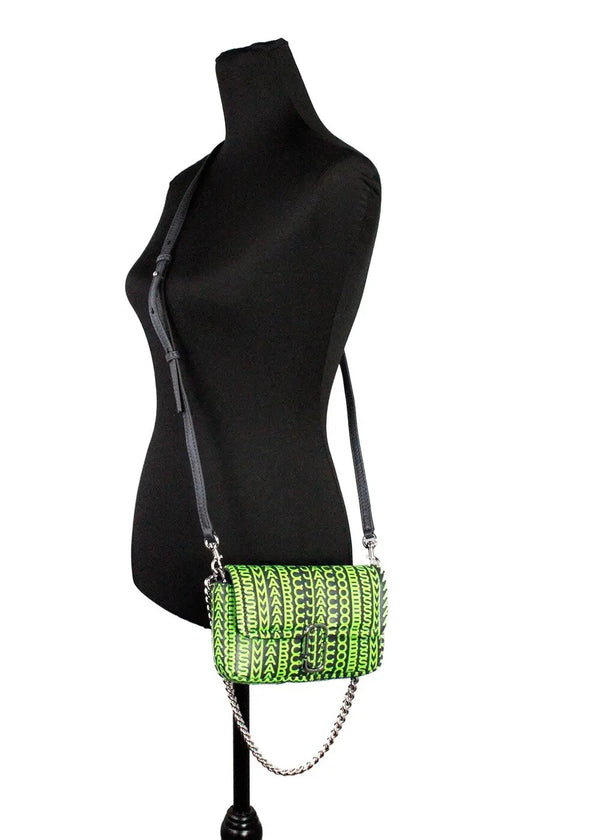 Marc Jacobs - Neon Green The Monogram Leather J Mini Shoulder Bag Crossbody